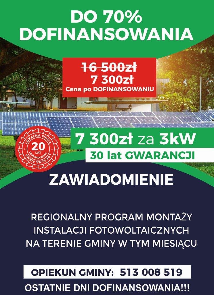plakat informujący o dofinansowaniu 