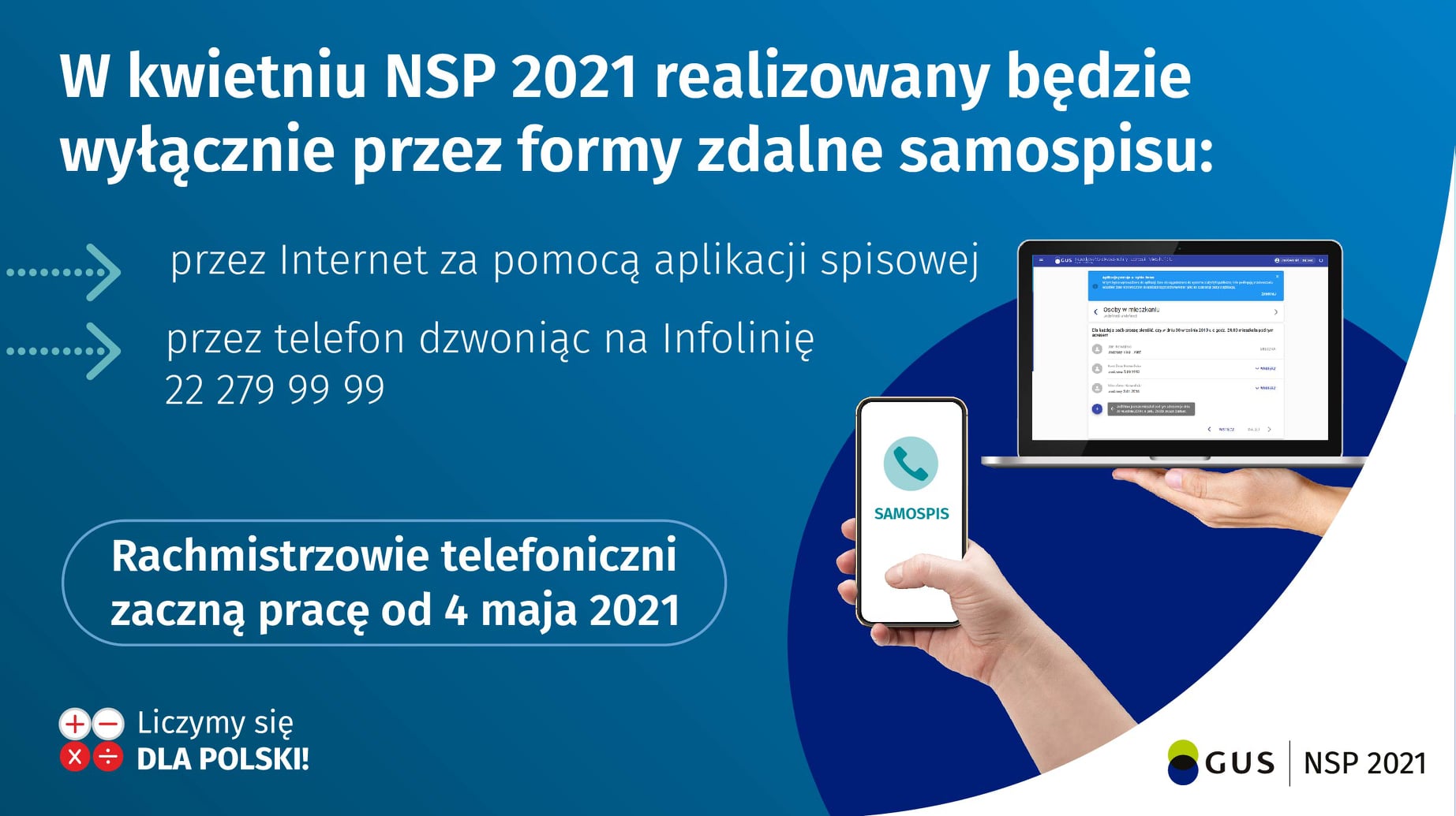 grafika informująca o sposobach spisania się w Narodowym Spisie Powszechnym